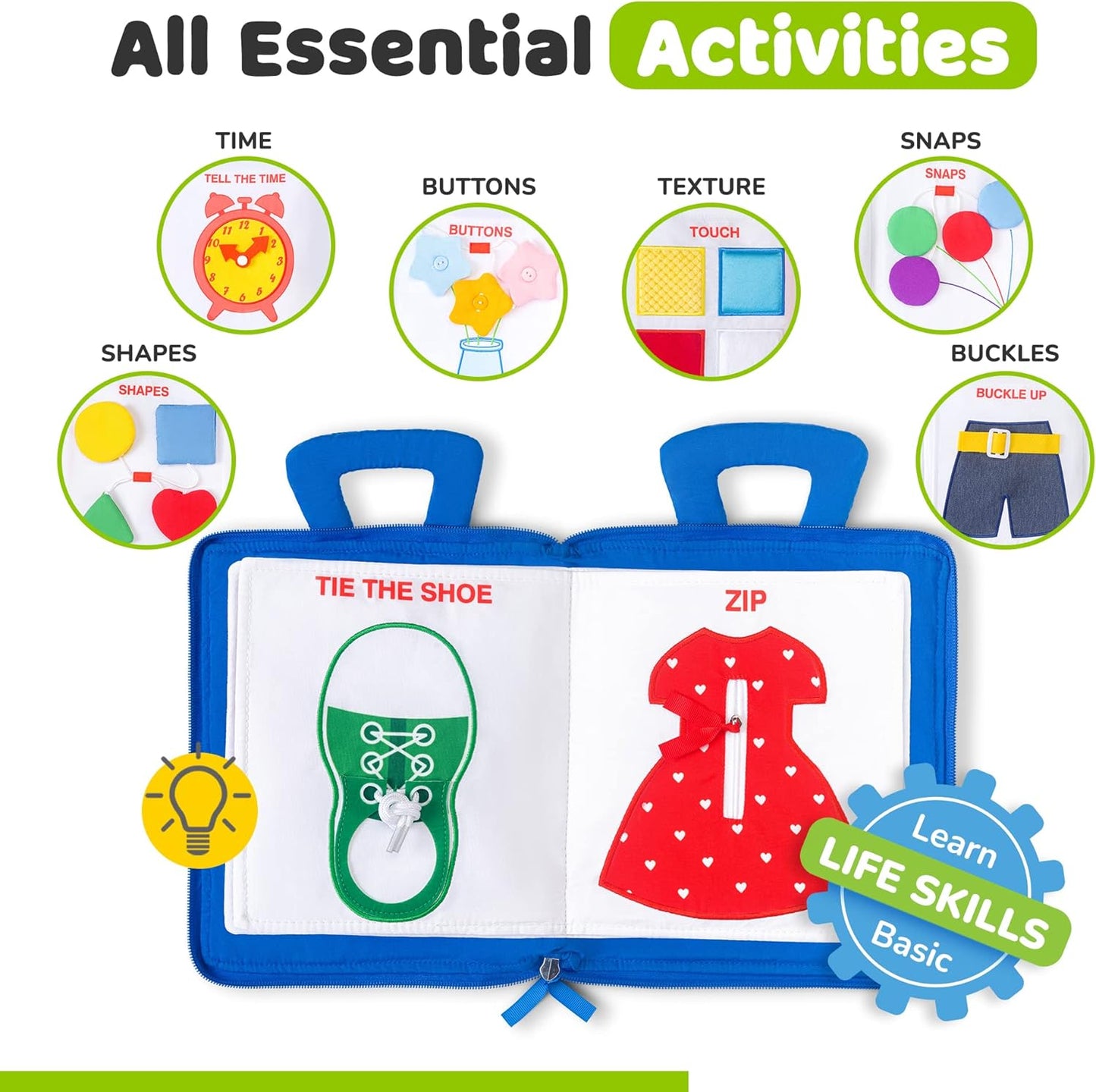 Busy Book for Toddlers 1-3 - Airplane Toys for Toddlers 1-3, My Quiet Book Montessori Toys for 1 Year Old with Kids Plane Activities, Activity Busy Board, Gift for Boys & Girls