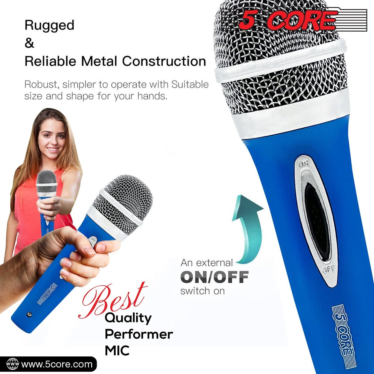 5Core XLR Microphone Dynamic Mic Karaoke Singing Studio Mics Handheld Microfono