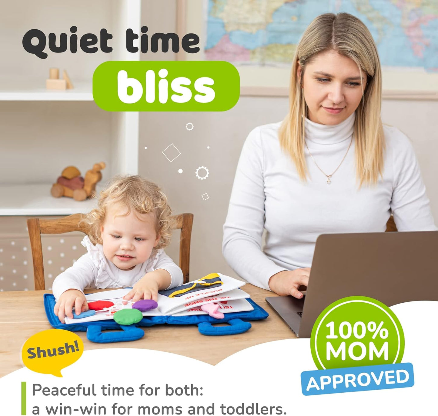 Busy Book for Toddlers 1-3 - Airplane Toys for Toddlers 1-3, My Quiet Book Montessori Toys for 1 Year Old with Kids Plane Activities, Activity Busy Board, Gift for Boys & Girls