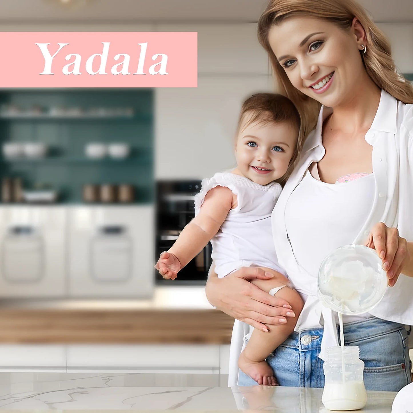 Electric Breast Pump, Wearable Hands-Free Breast Pumps with 3 Modes, 9 Levels, Pink