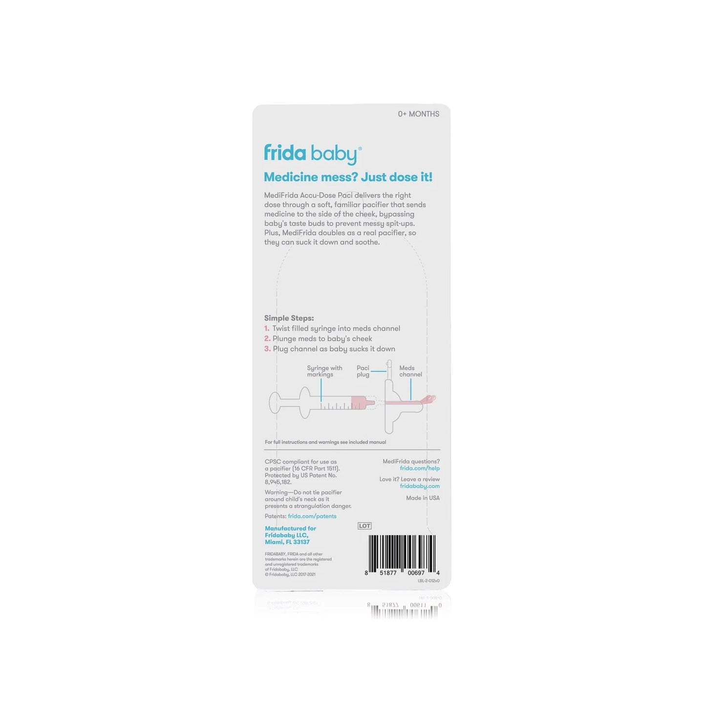 Medifrida Accu-Dose Baby Medicine Syringe with Pacifier Tip