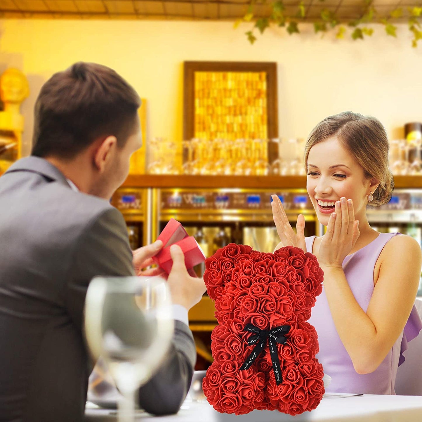Mothers Day Mother'S Day Rose Bear Mom Gifts Mother Day Women Gifts for Mom Birthday Gifts Girlfriend Valentines Day Gifts for Her Christmas Anniversary Valentine Day Mother Gift (Red)