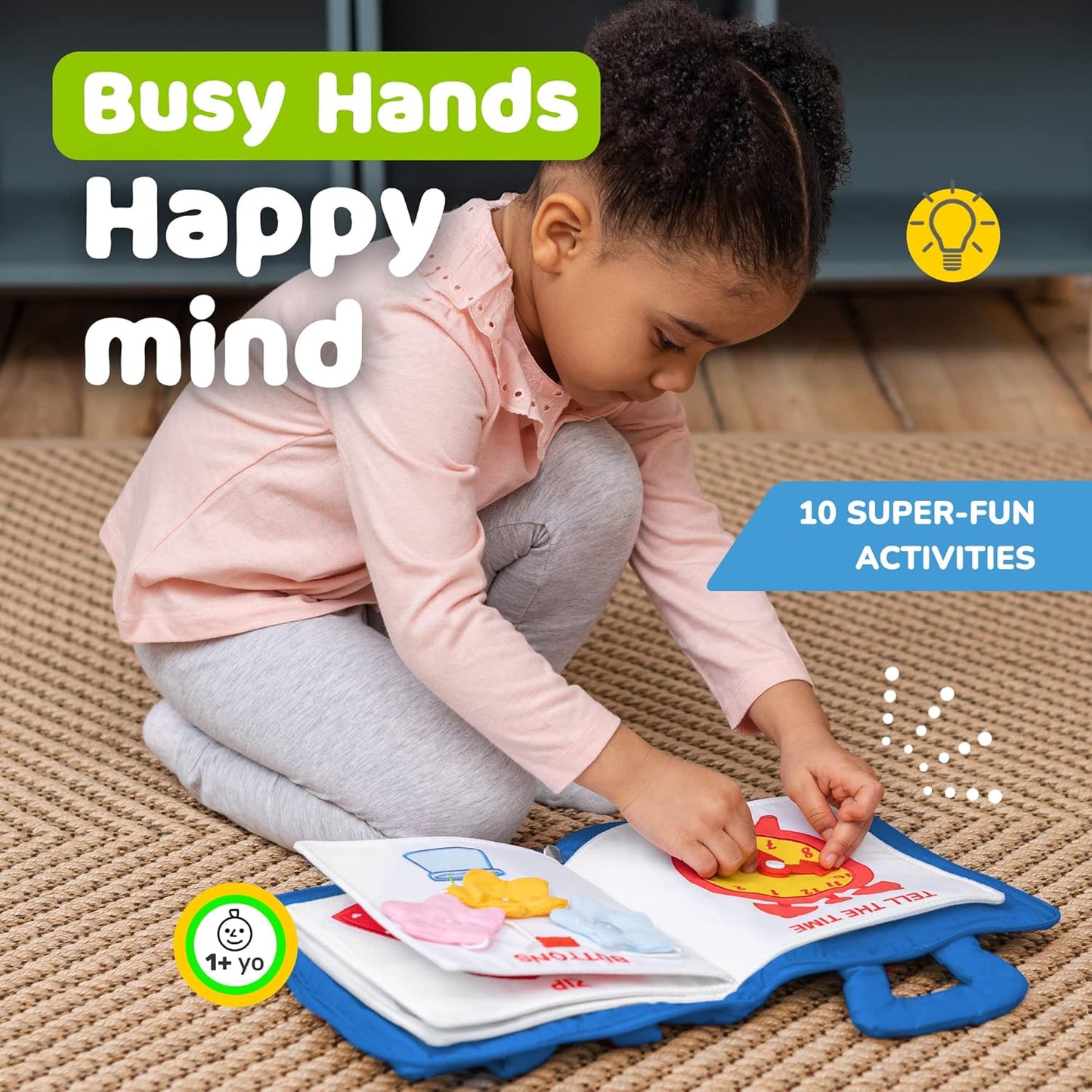 Busy Book for Toddlers 1-3 - Airplane Toys for Toddlers 1-3, My Quiet Book Montessori Toys for 1 Year Old with Kids Plane Activities, Activity Busy Board, Gift for Boys & Girls