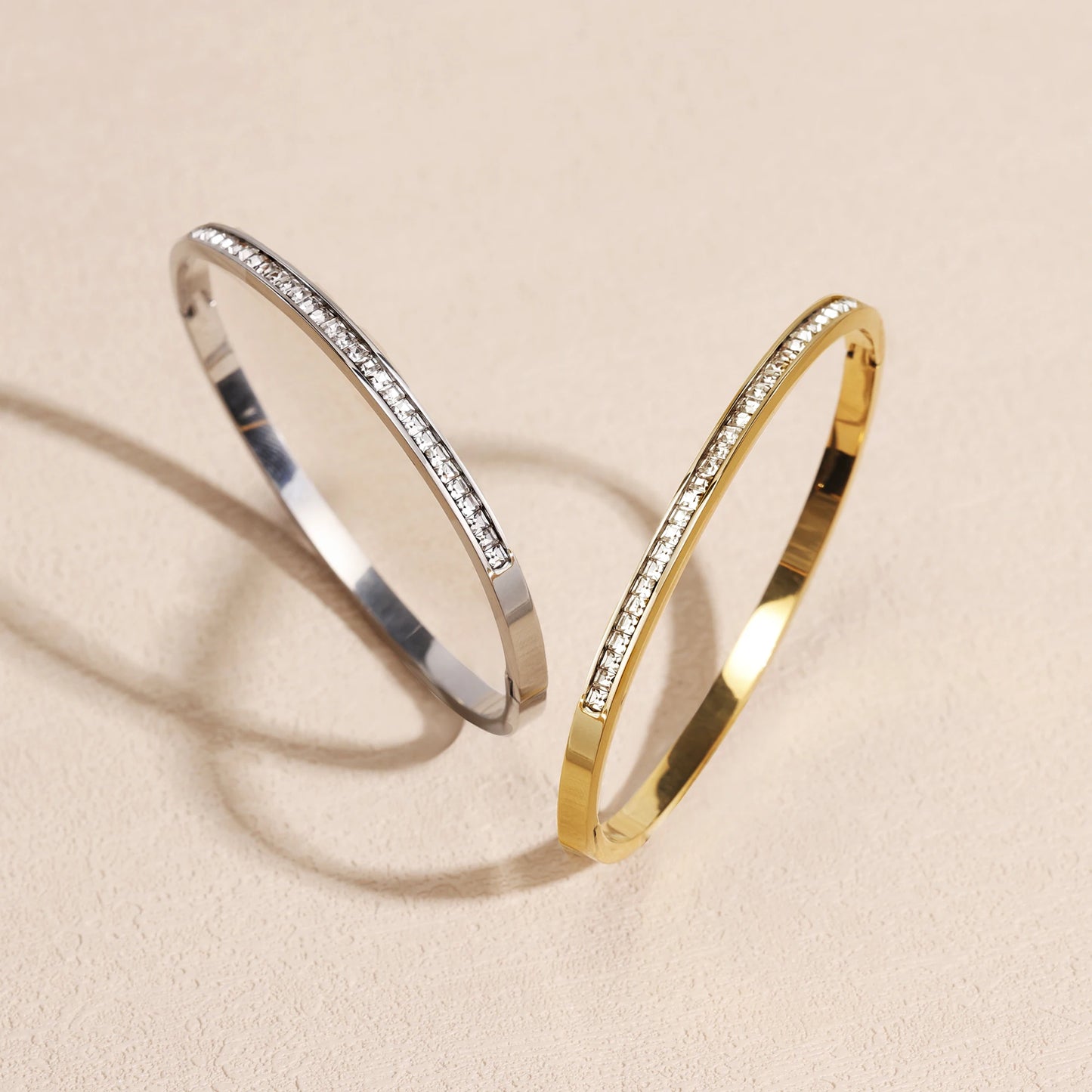 Mariasz Gold Zircon Bangle – Minimalist Waterproof Bracelet