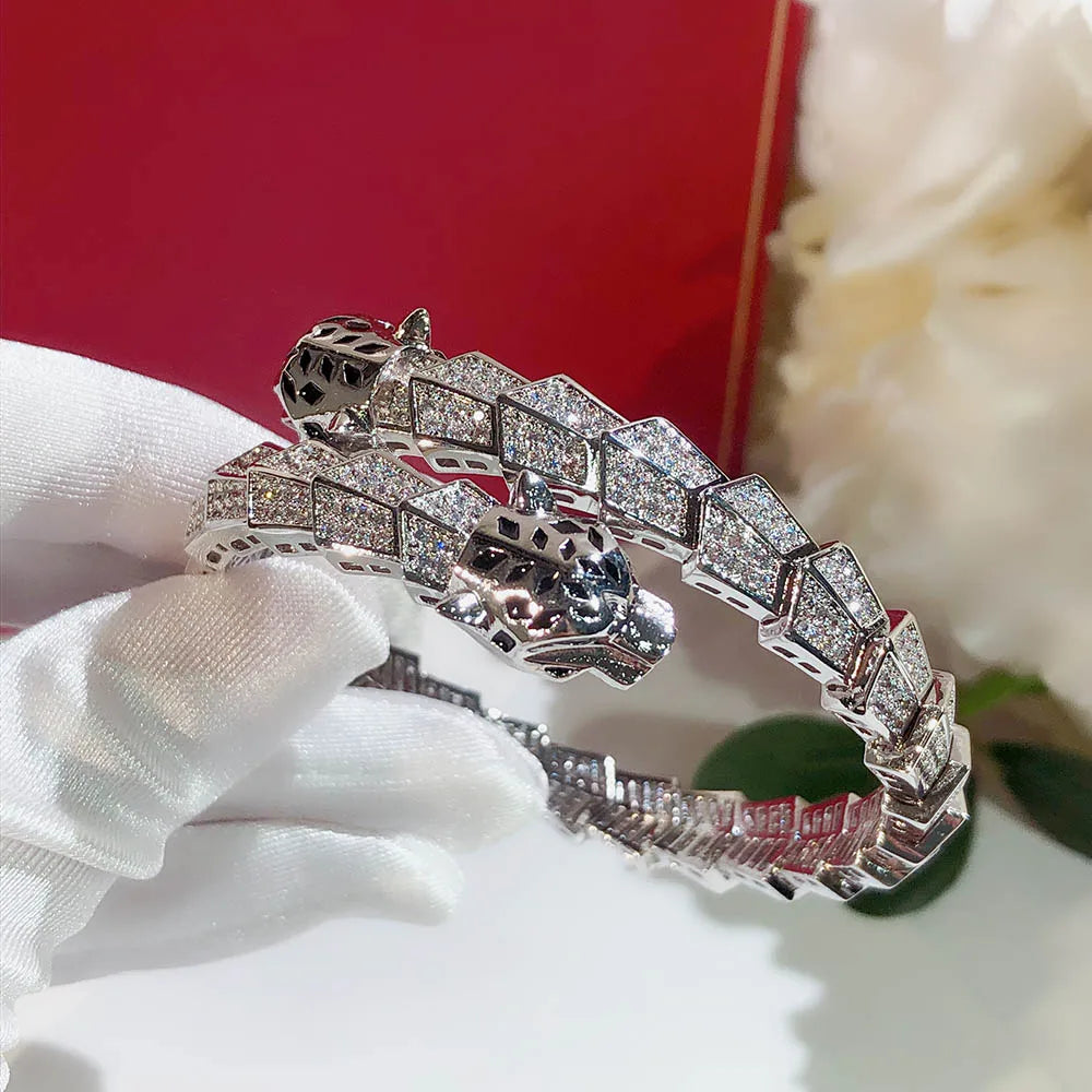 Exquisite AAA Zircon Leopard Bracelet – Shiny Luxury Fashion Jewelry for Women
