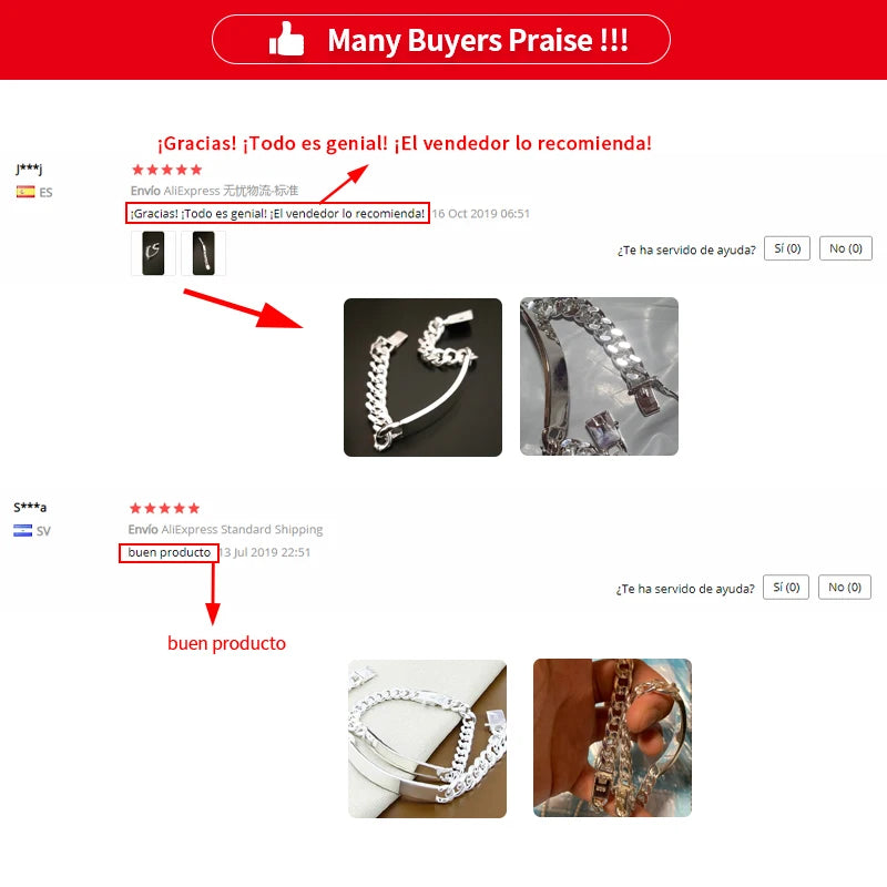 DOTEFFIL 925 Sterling Silver 2pcs Bracelet – Smooth Sideways Chain for Men & Women