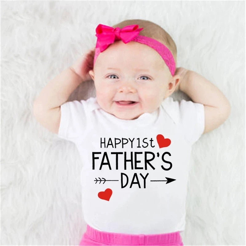 Funny 1st Father's Day Baby Bodysuit – Cotton Romper for Boys & Girls