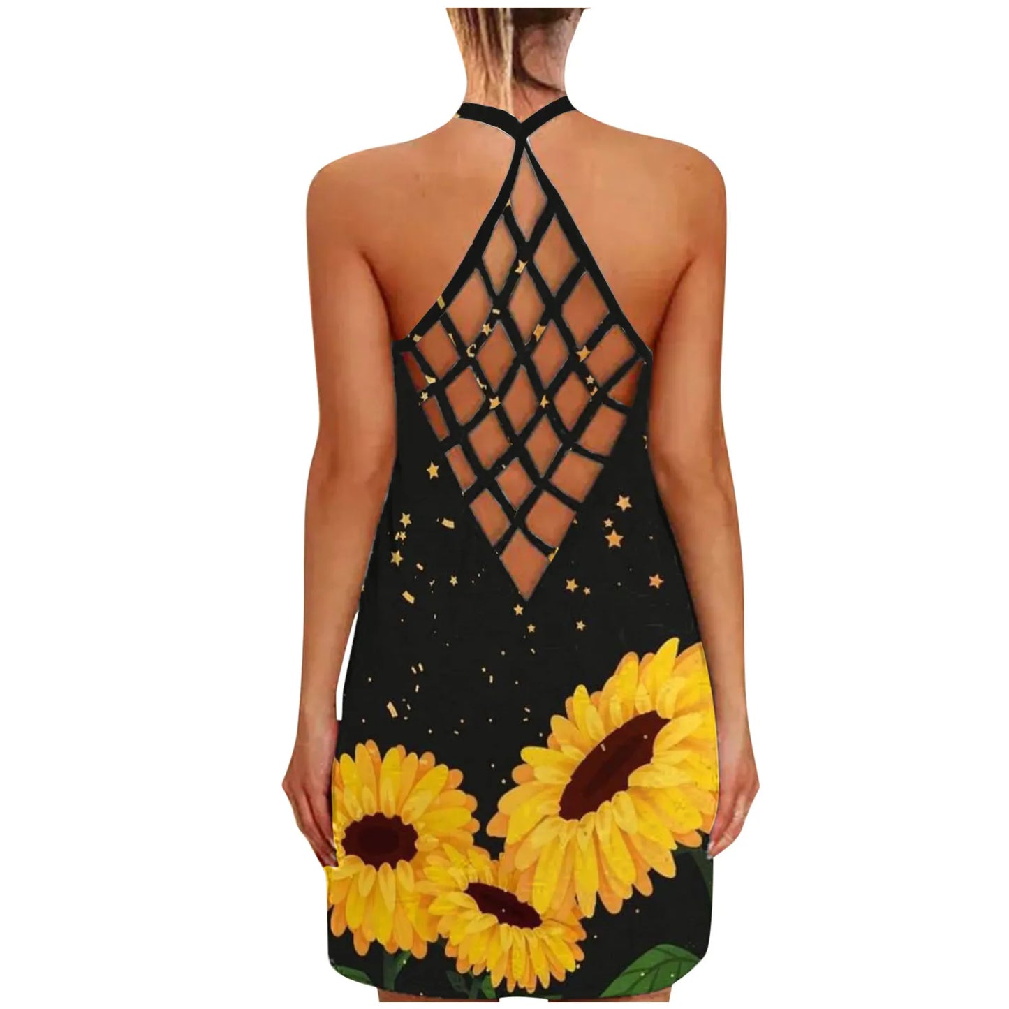 Women’s Sexy Hollow-Out Summer Dress – Sleeveless Boho Beach Halter Sundress