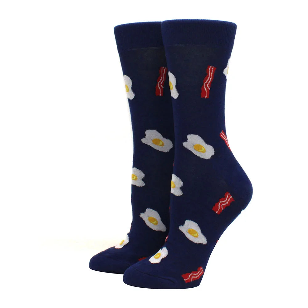 Women's Funny Food Print Socks – Cute Avocado & Sushi Cotton Harajuku Style