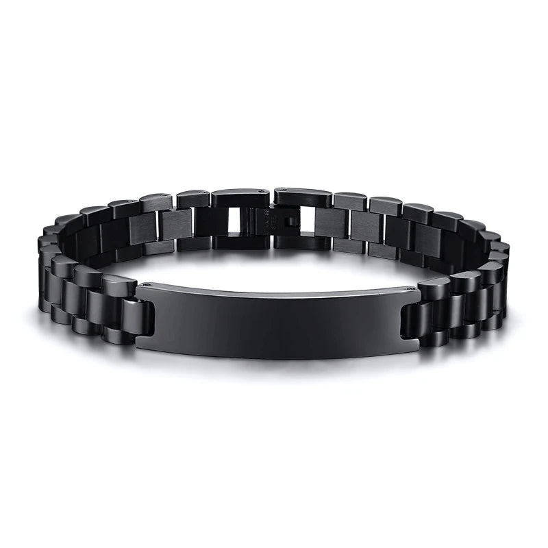 Luxury Metal ID Bracelet – Personalized Oyster Style Engraved Band for Him