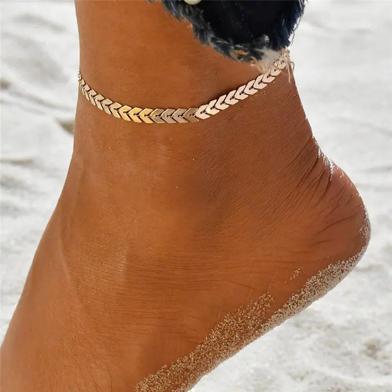 Silver Stretchy Rhinestone Anklet – Multi-Row Crystal Foot Jewelry