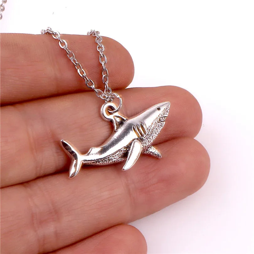 Punk Shark Charm Necklace – Ocean Animal Pendant Choker for Men & Women