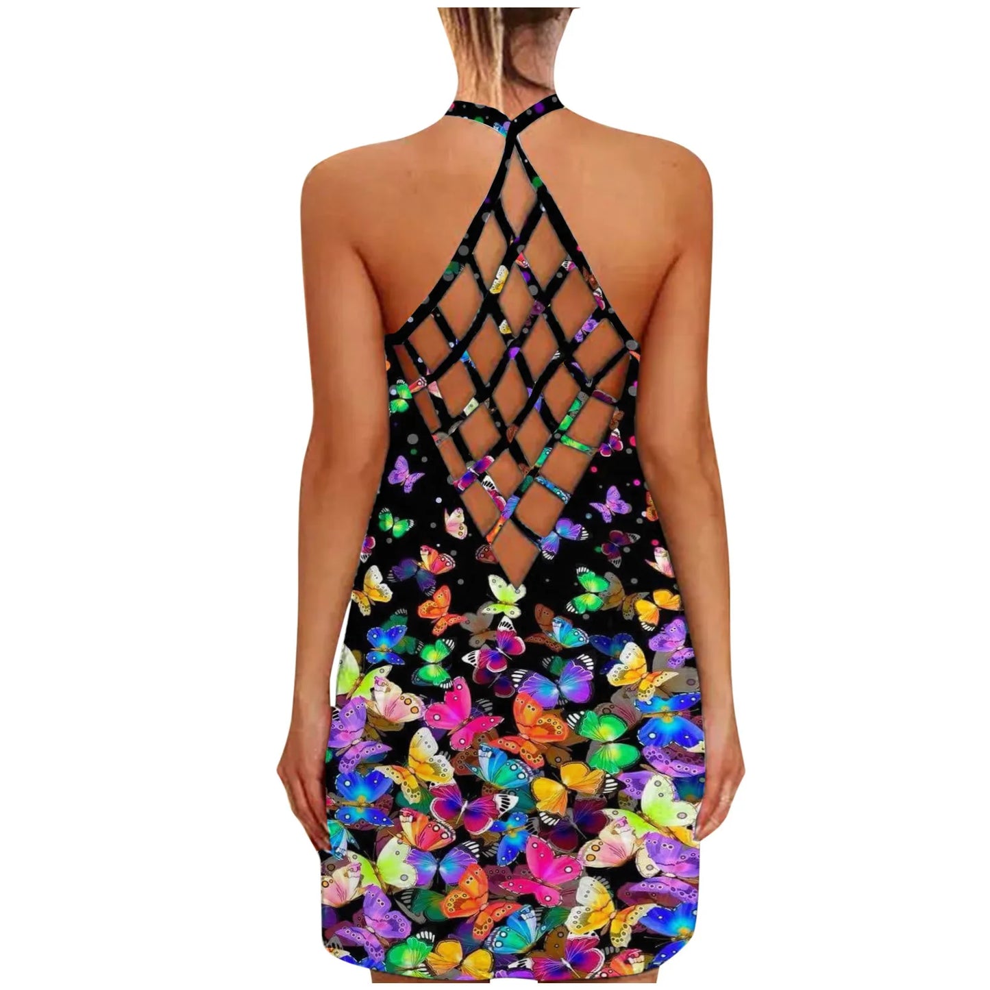 Women’s Sexy Hollow-Out Summer Dress – Sleeveless Boho Beach Halter Sundress