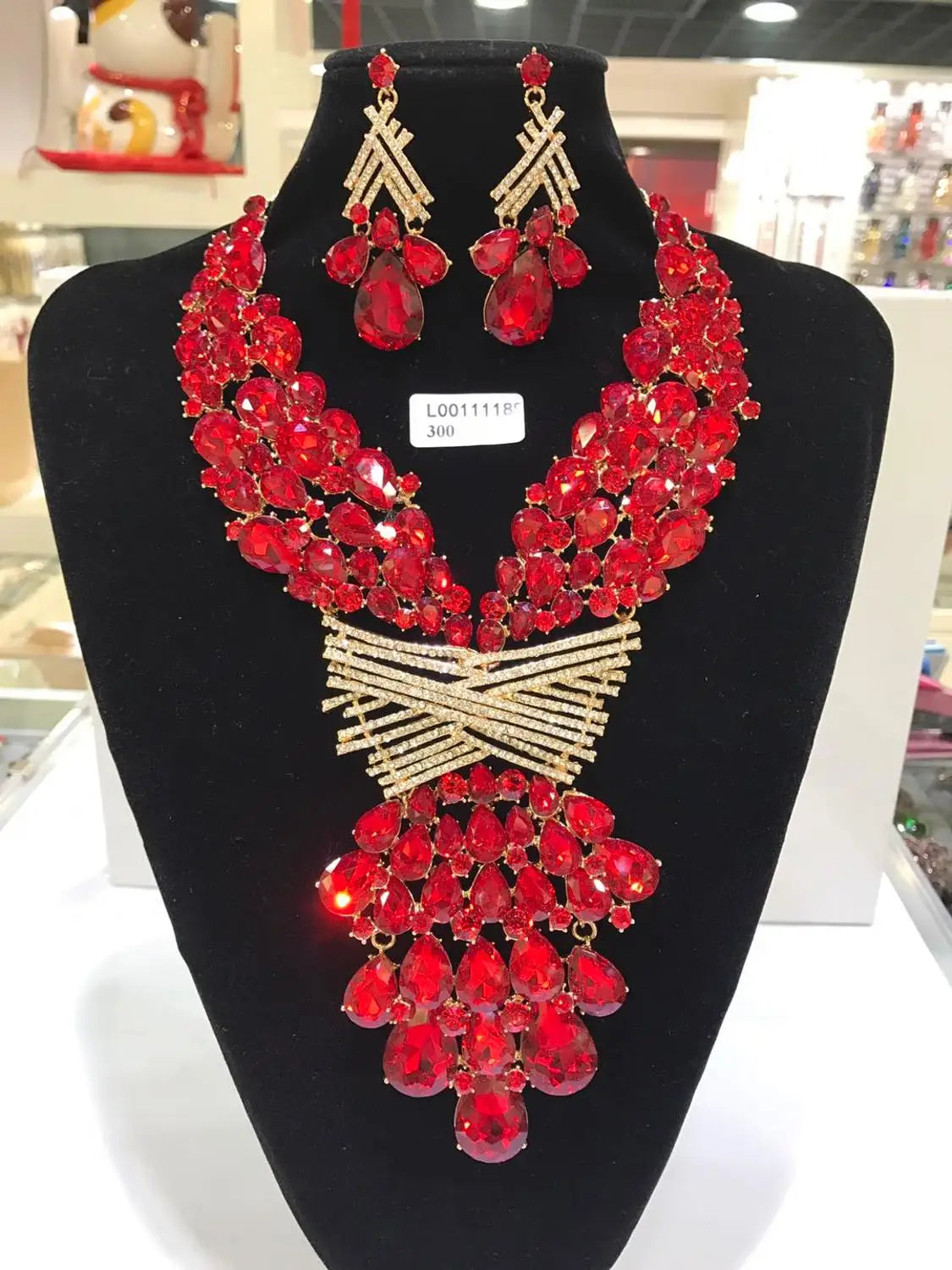 Women's Crystal Rhinestone Jewelry Set – Necklace & Earrings for Wedding