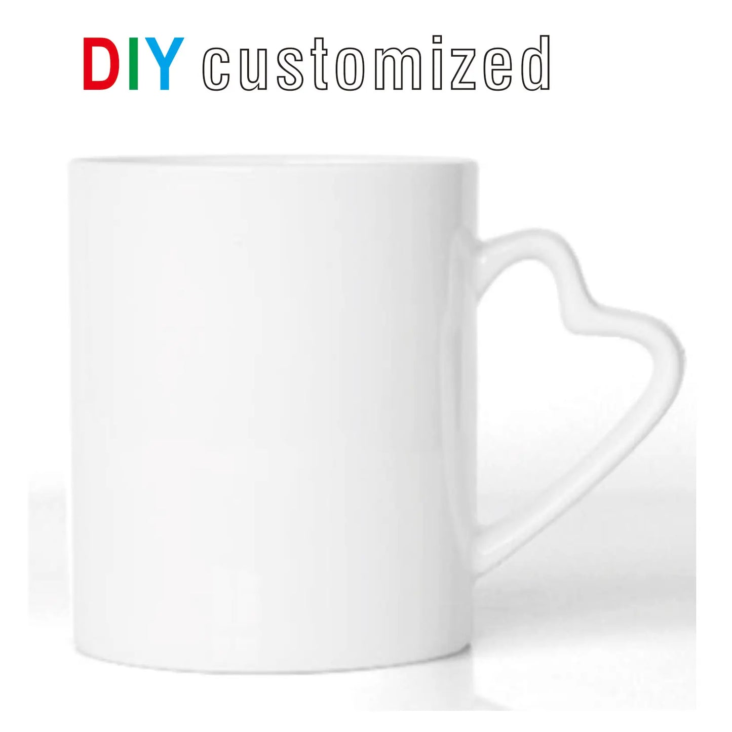 DIY 350ml Ceramic Heart Handle Mug – Personalized Photo & Logo Print