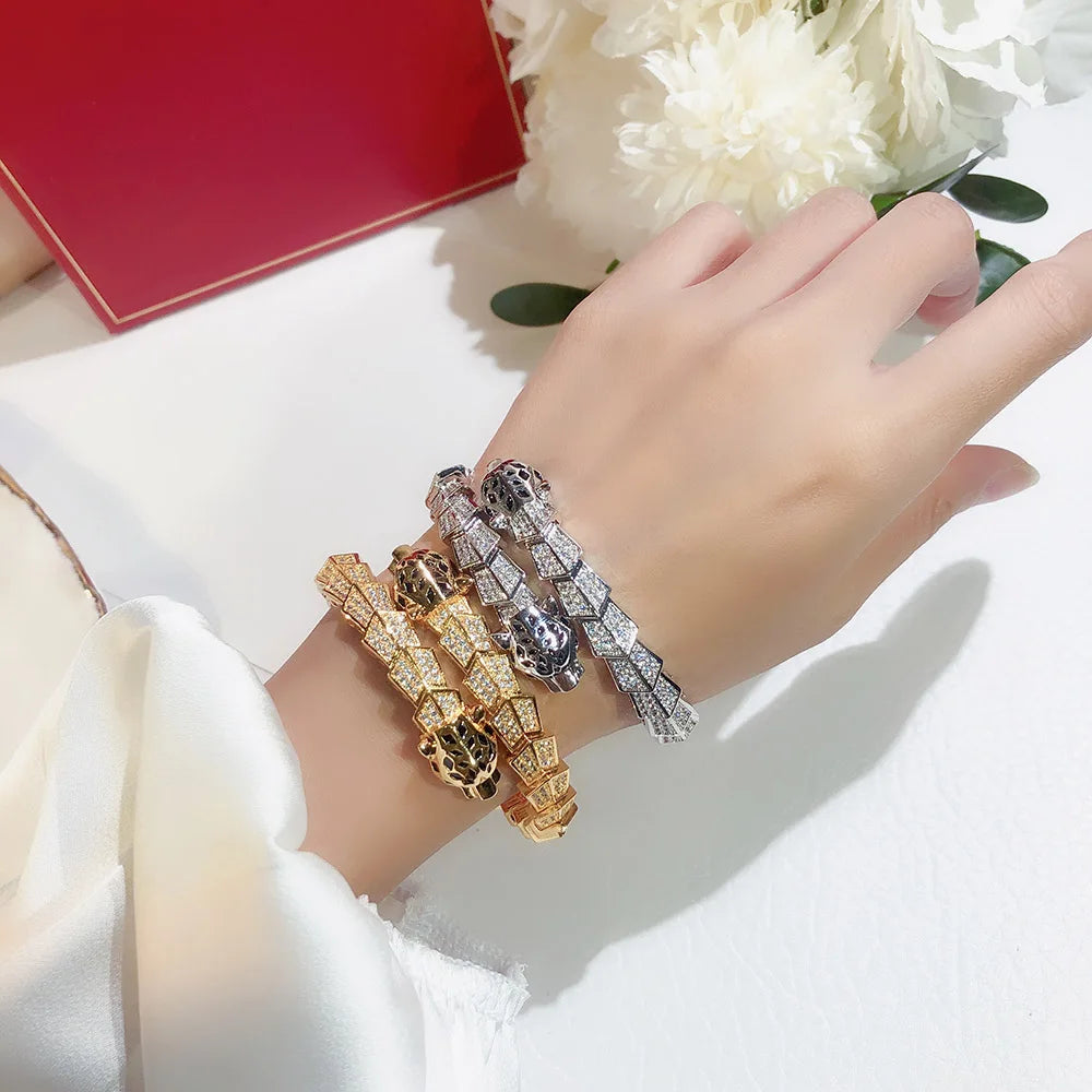 Exquisite AAA Zircon Leopard Bracelet – Shiny Luxury Fashion Jewelry for Women