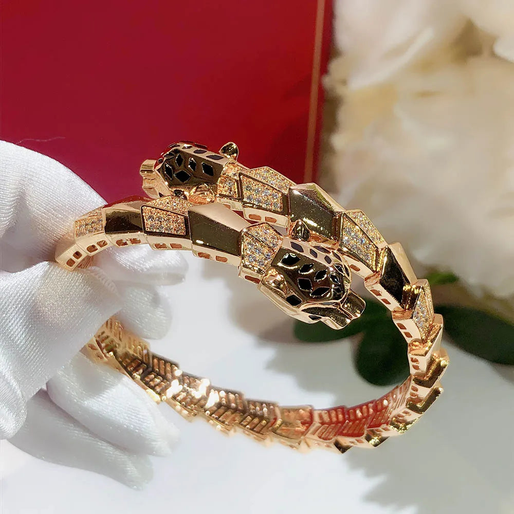 Exquisite AAA Zircon Leopard Bracelet – Shiny Luxury Fashion Jewelry for Women