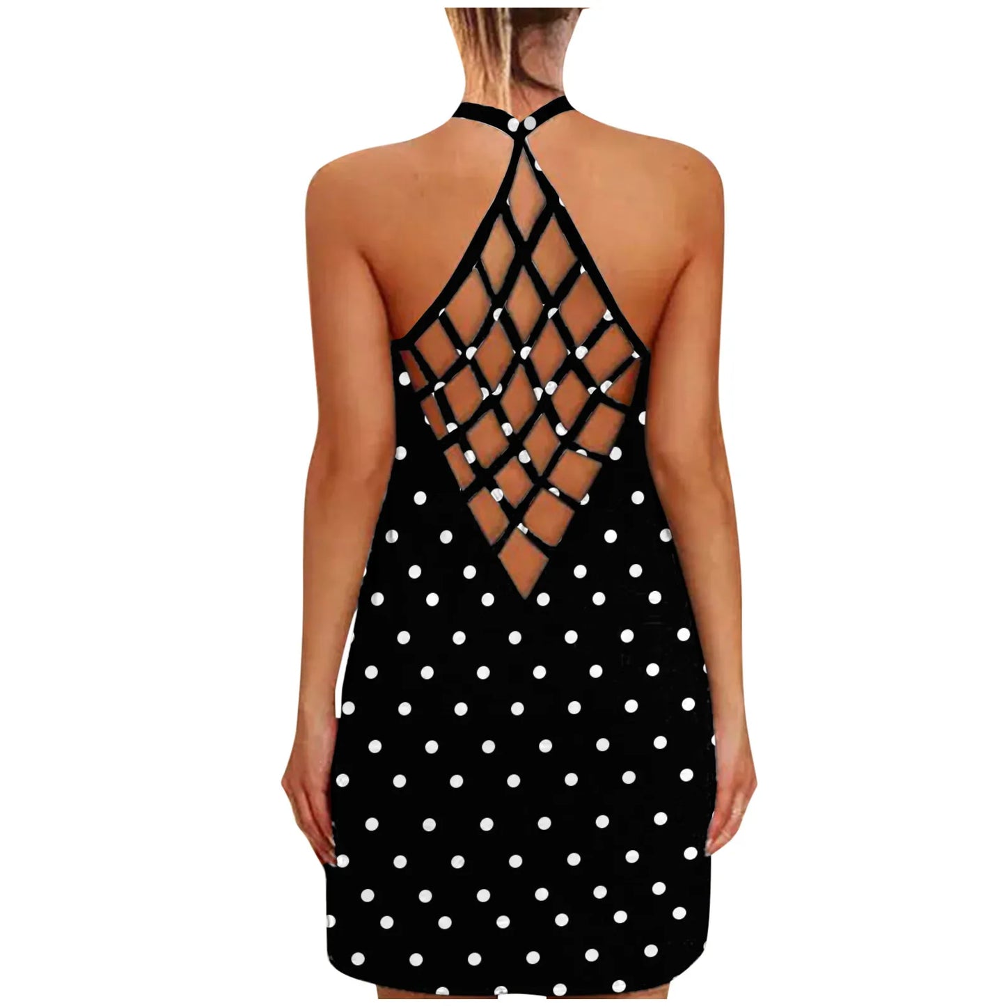 Women’s Sexy Hollow-Out Summer Dress – Sleeveless Boho Beach Halter Sundress