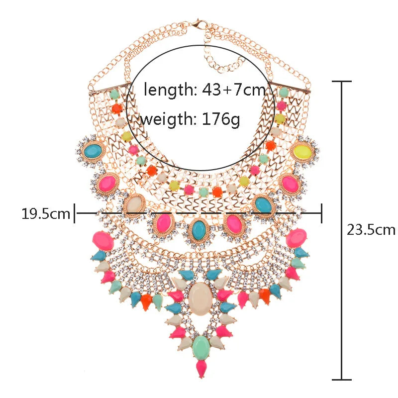 Indian Ethnic Statement Crystal Rhinestone Maxi Collar Necklace – Boho Chic