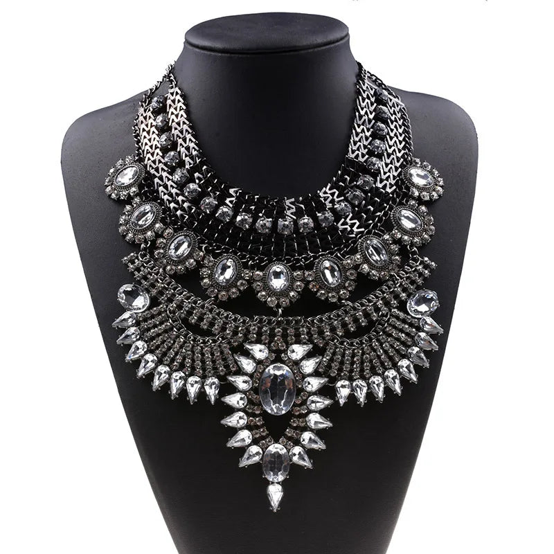 Indian Ethnic Statement Crystal Rhinestone Maxi Collar Necklace – Boho Chic