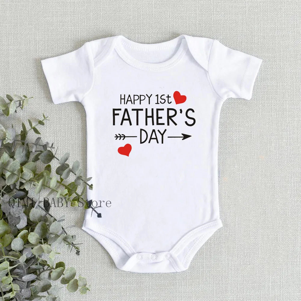 Funny 1st Father's Day Baby Bodysuit – Cotton Romper for Boys & Girls