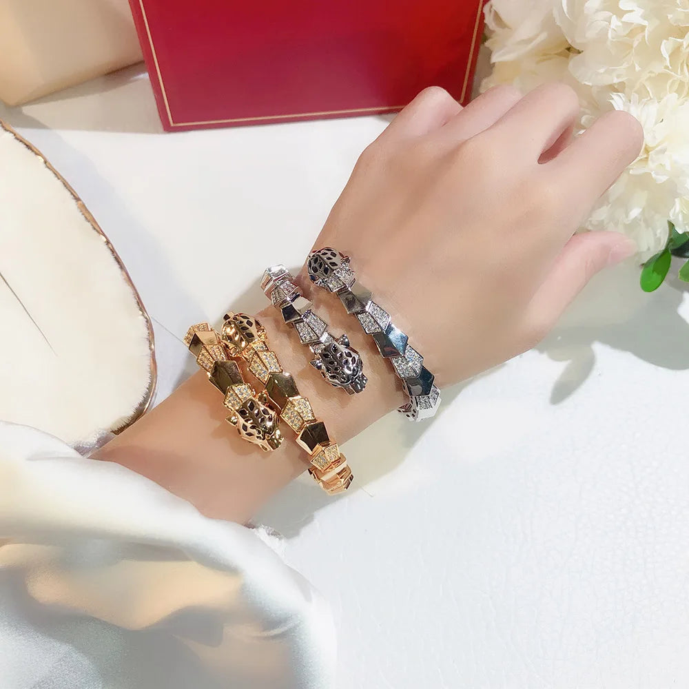 Exquisite AAA Zircon Leopard Bracelet – Shiny Luxury Fashion Jewelry for Women