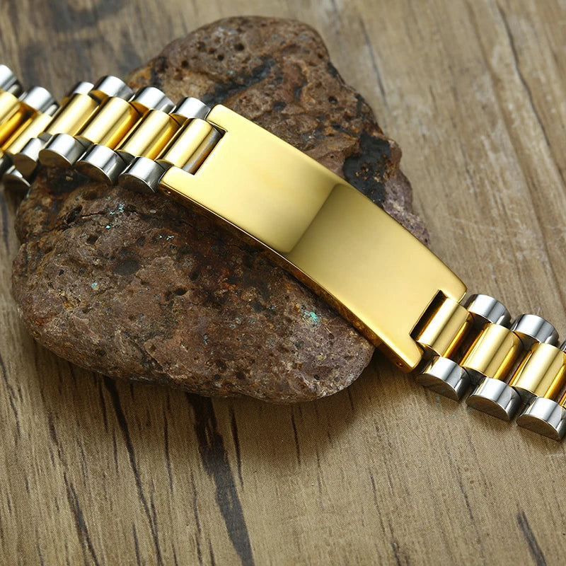 Luxury Metal ID Bracelet – Personalized Oyster Style Engraved Band for Him