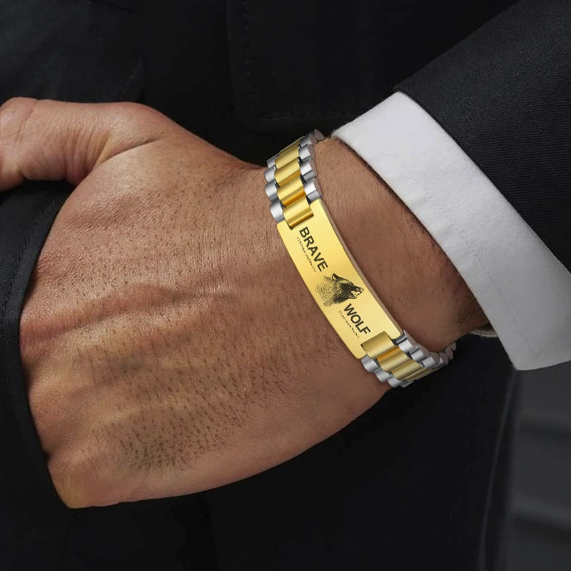 Luxury Metal ID Bracelet – Personalized Oyster Style Engraved Band for Him
