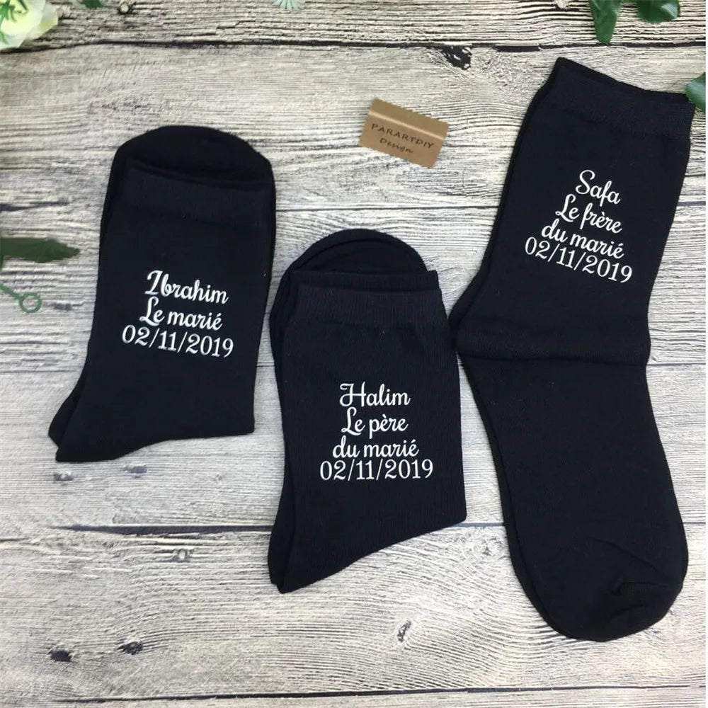 personalize name wedding groom best man groomsman navy socks Bachelorette father of the bride groom usher sock birthday gifts