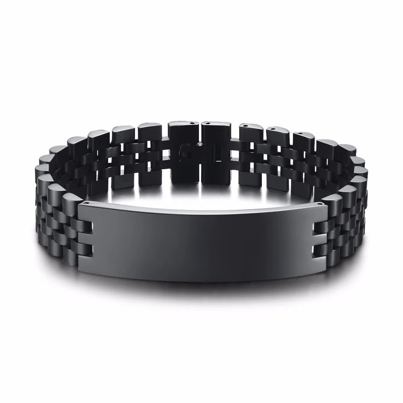 Luxury Metal ID Bracelet – Personalized Oyster Style Engraved Band for Him