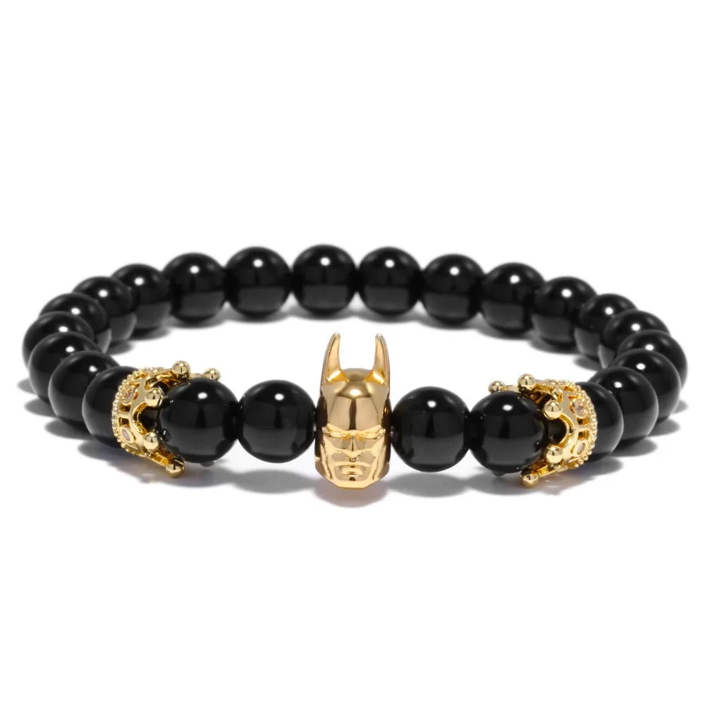 Trendy Volcanic Hematite & Tiger Eye Bracelet – Men’s Zirconia Crown Bracelet