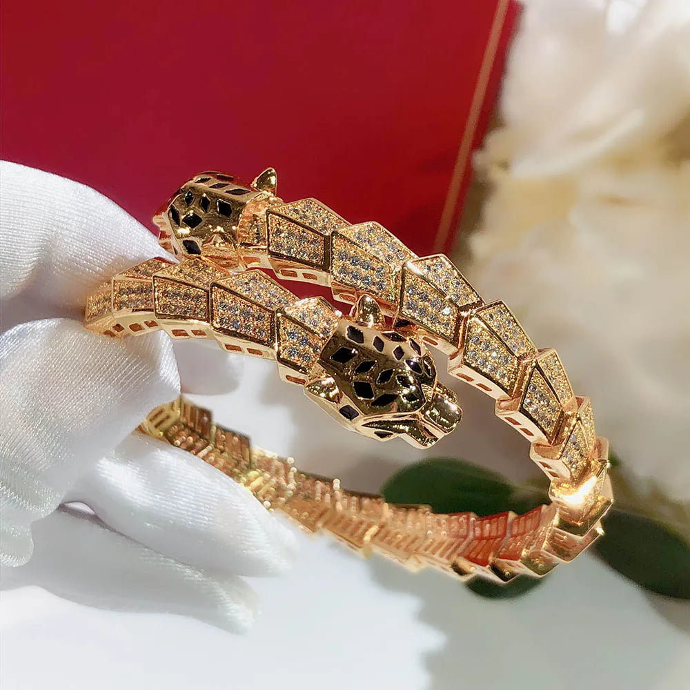 Exquisite AAA Zircon Leopard Bracelet – Shiny Luxury Fashion Jewelry for Women