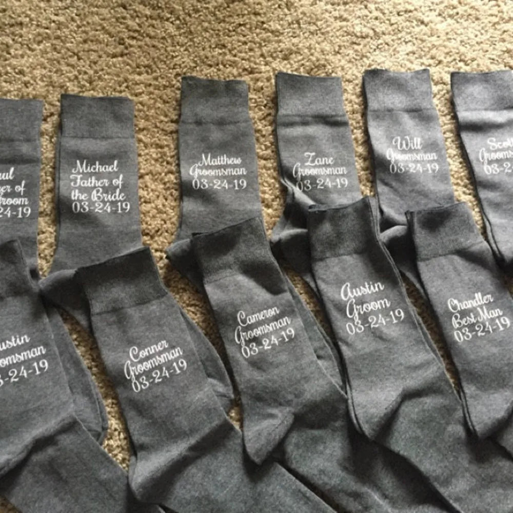 personalize name wedding groom best man groomsman navy socks Bachelorette father of the bride groom usher sock birthday gifts
