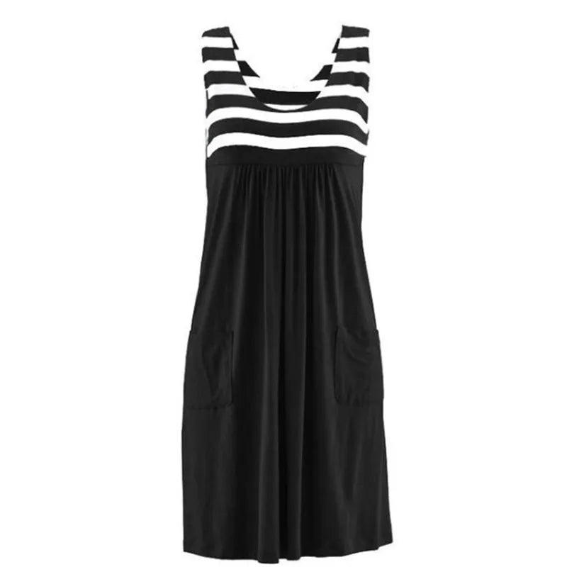 Summer Striped Dress – Loose, Simple Sleeveless Women's Outfit