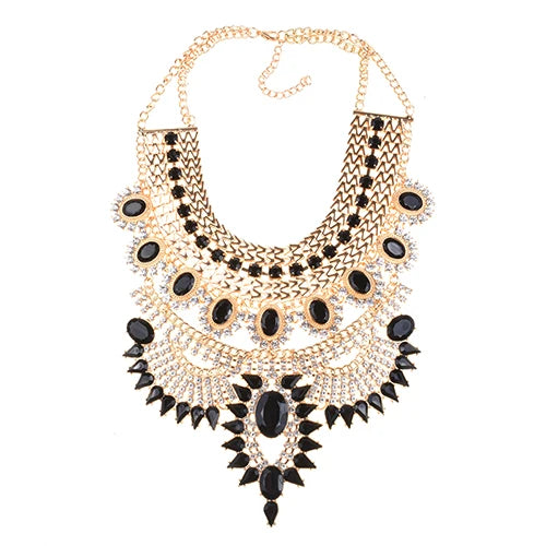 Indian Ethnic Statement Crystal Rhinestone Maxi Collar Necklace – Boho Chic