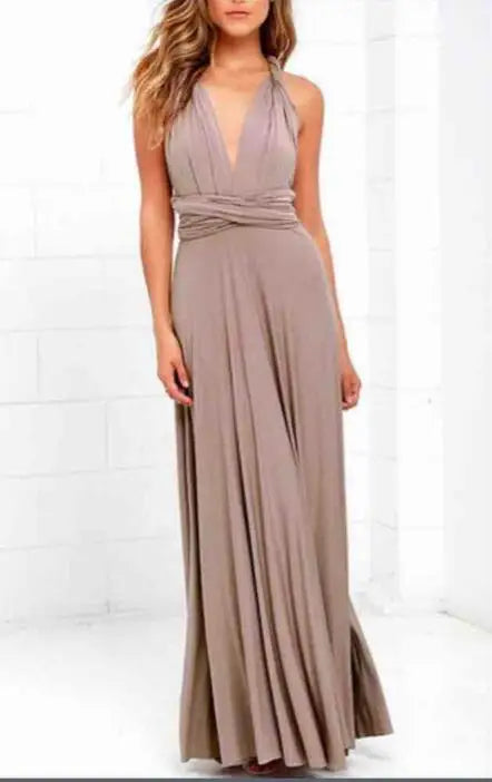 Sexy Women’s Multiway Red Maxi Dress – Convertible Boho Bandage Party Dress