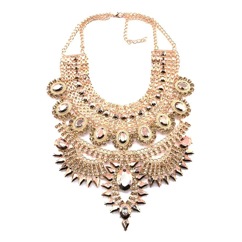 Indian Ethnic Statement Crystal Rhinestone Maxi Collar Necklace – Boho Chic