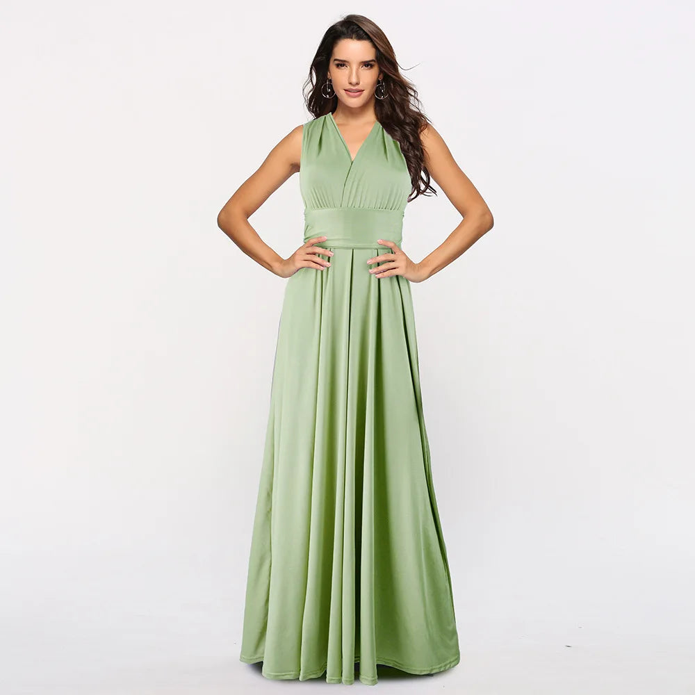 Sexy Women’s Multiway Red Maxi Dress – Convertible Boho Bandage Party Dress