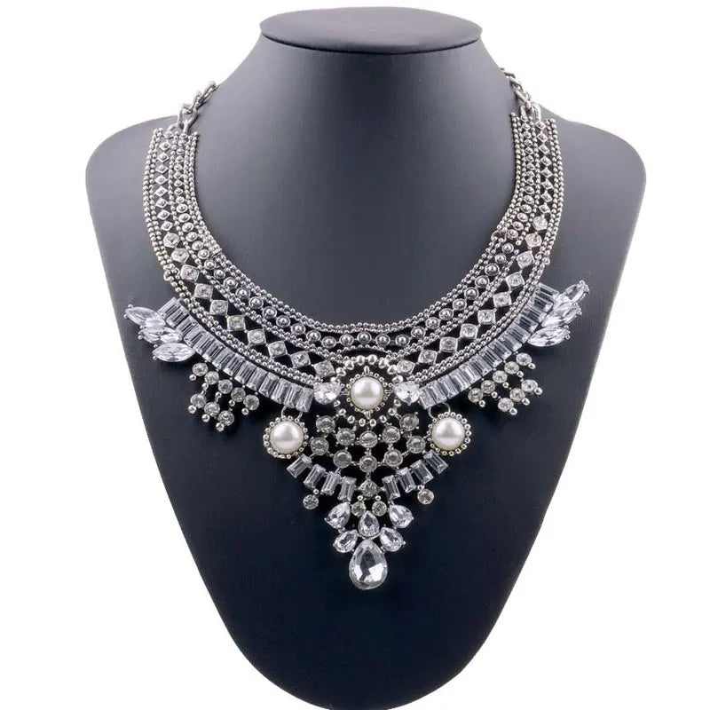 KMVEXO Gypsy Vintage Boho Crystal Maxi Collar Necklace – Women’s Statement Jewelry