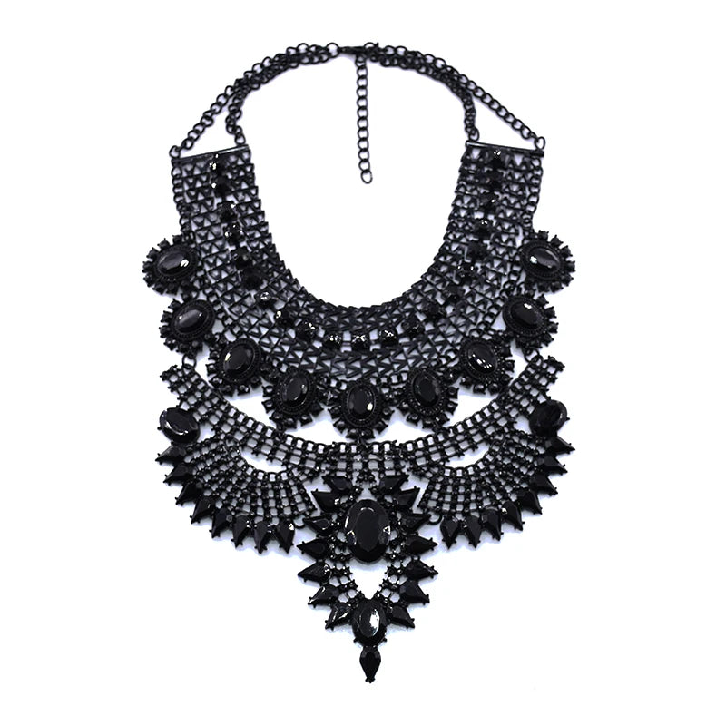 Indian Ethnic Statement Crystal Rhinestone Maxi Collar Necklace – Boho Chic