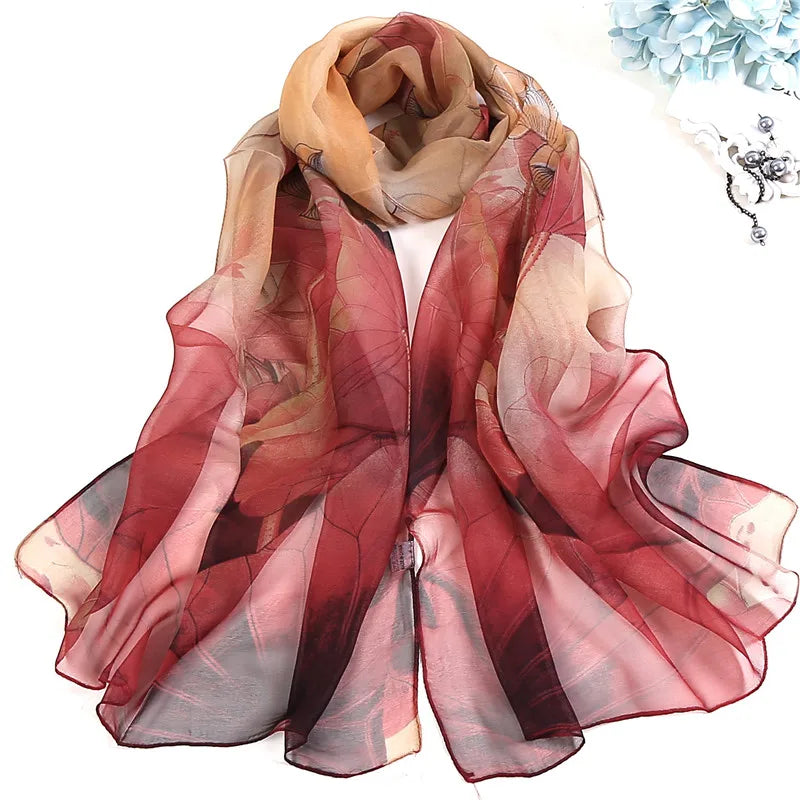 RUNMEIFA Floral Silk Beach Scarf – Women’s Lightweight Wrap & Hijab