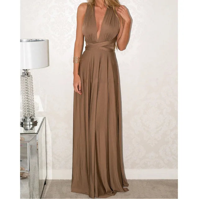 Sexy Women’s Multiway Red Maxi Dress – Convertible Boho Bandage Party Dress