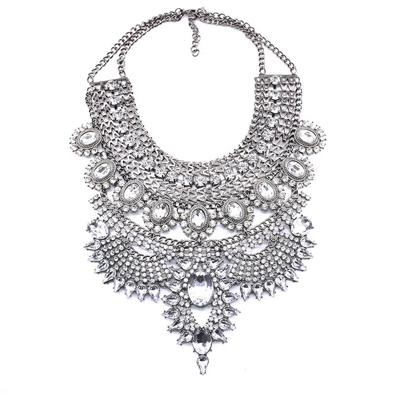 Indian Ethnic Statement Crystal Rhinestone Maxi Collar Necklace – Boho Chic