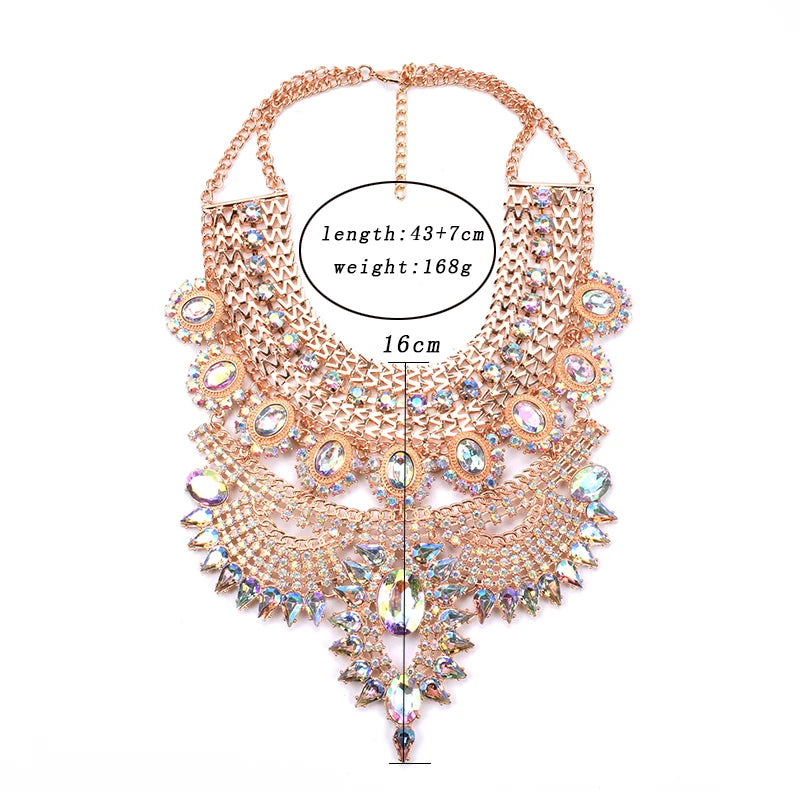 Indian Ethnic Statement Crystal Rhinestone Maxi Collar Necklace – Boho Chic