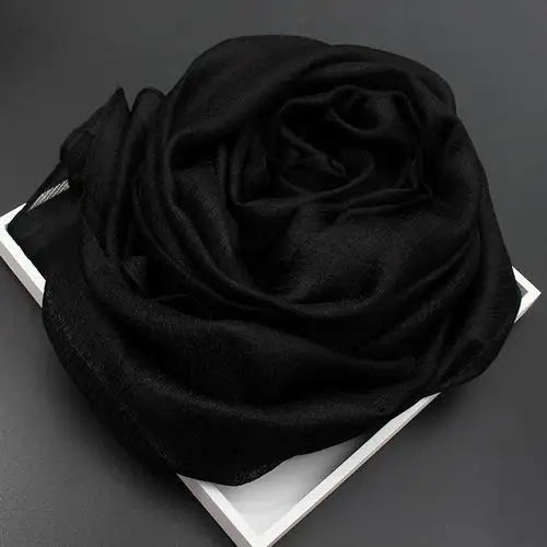 2023 Pure Color Linen Scarf – Plus Size Pashmina Shawl for Women