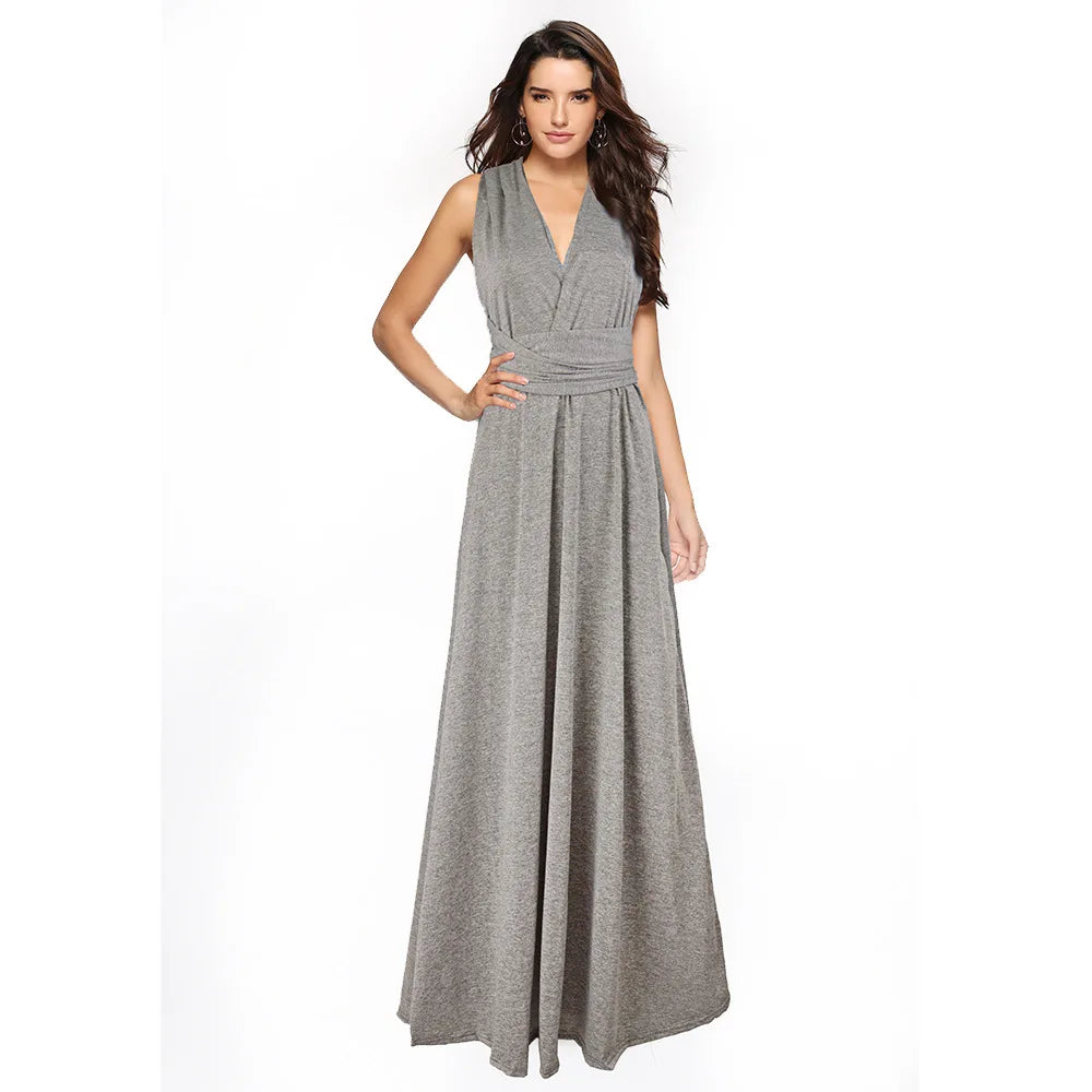 Sexy Women’s Multiway Red Maxi Dress – Convertible Boho Bandage Party Dress