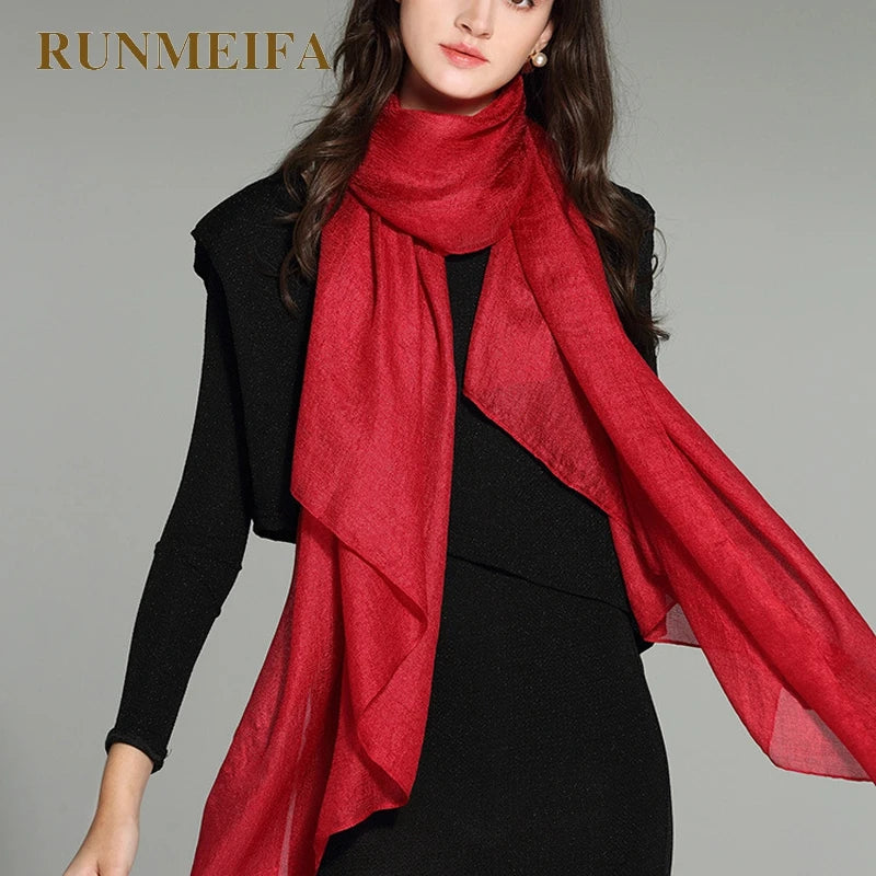 2023 Pure Color Linen Scarf – Plus Size Pashmina Shawl for Women