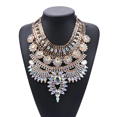 Indian Ethnic Statement Crystal Rhinestone Maxi Collar Necklace – Boho Chic