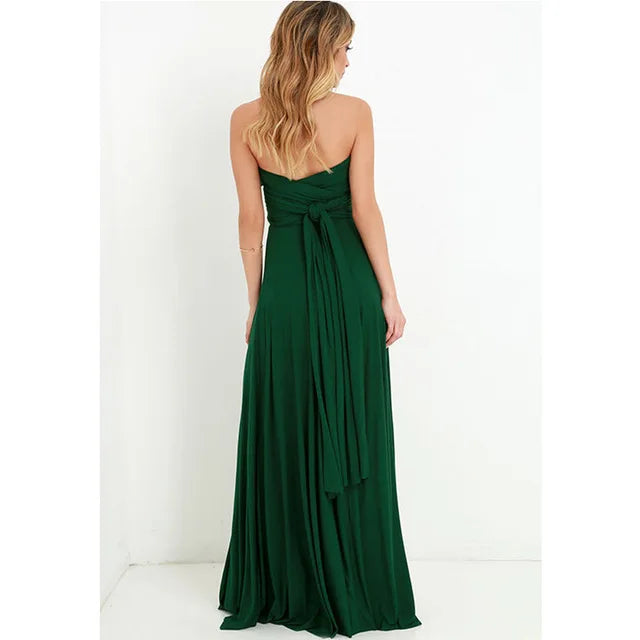Sexy Women’s Multiway Red Maxi Dress – Convertible Boho Bandage Party Dress