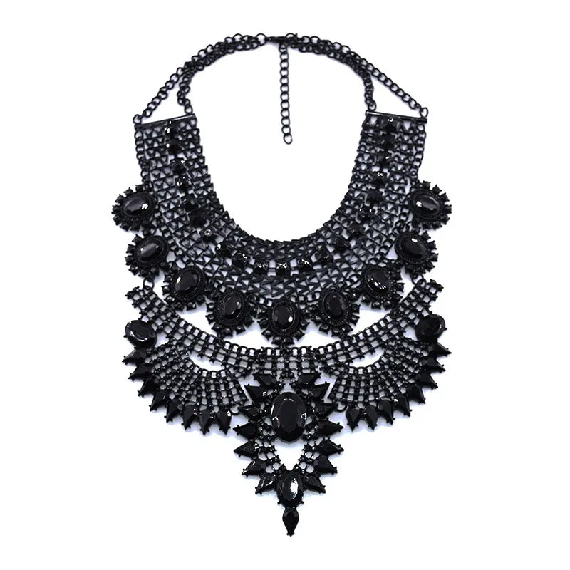 Indian Ethnic Statement Crystal Rhinestone Maxi Collar Necklace – Boho Chic